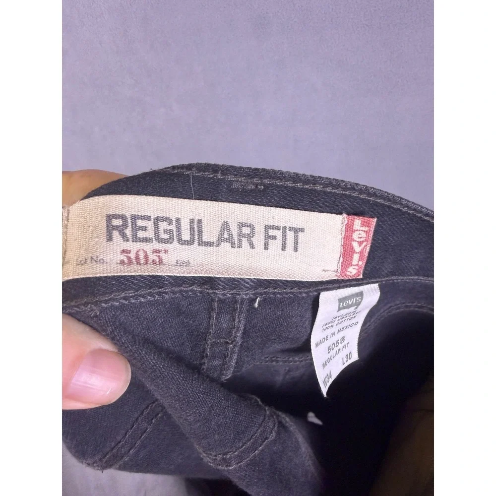 Levi's 505‎ Men's Jeans Black Denim Regular Fit Size 34x30 Made in Mexico